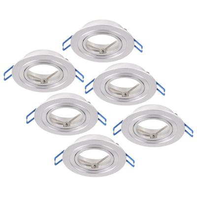 Set van 6 Kobi LED Inbouwspots - Kantelbaar - Diameter 90mm - Rond - GU10 Fitting inbouwarmatuur - IP20 voor binnen - Geborsteld RVS