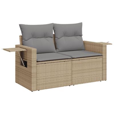 6-delige Loungeset met kussens poly rattan beige - thumbnail