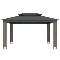 Prieel met dubbel dak 3,94x2,96 m staal antracietkleurig - thumbnail