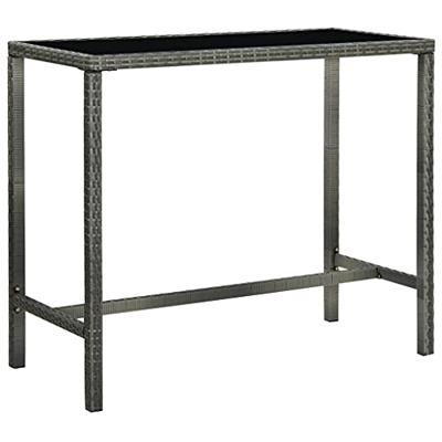 Tuinbartafel 130x60x110 cm poly rattan en glas grijs Tuinbartafel 130x60x110 cm poly rattan en glas grijs