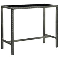 Tuinbartafel 130x60x110 cm poly rattan en glas grijs - thumbnail
