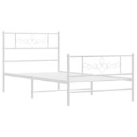 Bedframe met hoofd- en voeteneinde metaal wit 90x200 cm - thumbnail