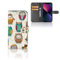 Apple iPhone 13 | Telefoonhoesje | Met pasjeshouder | Vrolijke Uilen - thumbnail