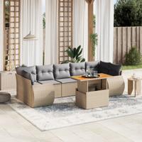 8-delige Loungeset met kussens poly rattan beige - thumbnail