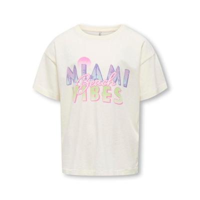 Kids ONLY zomer t-shirt S/S meisjes - loose fit, print - off wit - Kogruth