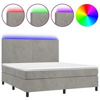 Boxspring met matras en LED fluweel lichtgrijs 180x200 cm - thumbnail