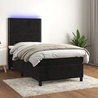 vidaXL Boxspring met matras en LED fluweel zwart 100x200 cm - thumbnail