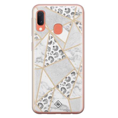 Samsung Galaxy A20e siliconen telefoonhoesje - Stone & leopard print