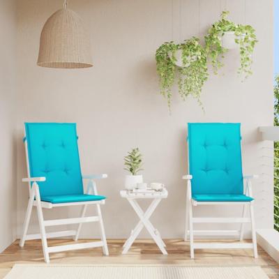 VidaXL Stoelkussens 2 st hoge rug stof turquoise VidaXL Stoelkussens 2 st hoge rug stof turquoise