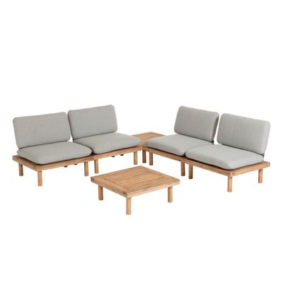 Kave Home Loungeset 'Viridis' 4 fauteuils + 2 tafels, Acaciahout Kave Home Loungeset 'Viridis' 4 fauteuils + 2 tafels, Acaciahout