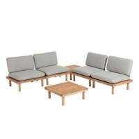 Kave Home Loungeset 'Viridis' 4 fauteuils + 2 tafels, Acaciahout - thumbnail