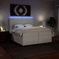 Boxspring met matras kunstleer wit 200x200 cm - thumbnail