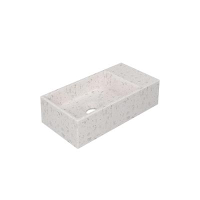 Fontein INK Versus 36x18x9cm Composiet Rechts Zonder Kraangat Mat Wit Terrazzo