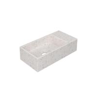 Fontein INK Versus 36x18x9cm Composiet Rechts Zonder Kraangat Mat Wit Terrazzo - thumbnail