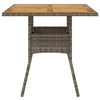 Tuintafel met acaciahouten blad 80x80x75 cm poly rattan grijs - thumbnail