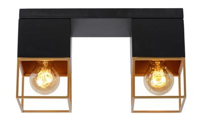 Lucide RIXT - Plafonnière - 2xE27 - Zwart