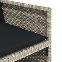 17-delige Tuinset met kussens poly rattan lichtgrijs - thumbnail