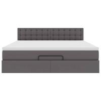 Bed poef met matrassen en LED's 160x200cm kunstleer grijs - thumbnail