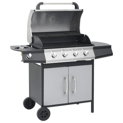 Gasbarbecue 4+1 kookzone zwart en zilverkleurig Gasbarbecue 4+1 kookzone zwart en zilverkleurig