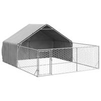Hondenkennel met ren 4x3x1,9 m gegalvaniseerd staal - thumbnail