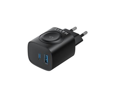 Havit UC132 EU - GaN 22 W dual-port lader met draadloze oplaadoptie, zwart - thumbnail