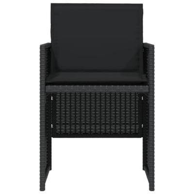 3-delige Bistroset met kussens poly rattan zwart