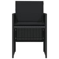 3-delige Bistroset met kussens poly rattan zwart - thumbnail