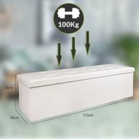 Monzana Zitbank - 114 cm - met - opslagruimte - in - Wit - thumbnail