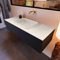 Badkamermeubelset Mondiaz Erin 120 cm met 1 Lade met RIDGE Wastafel Midden Linen Zonder Kraangaten Greeploos Mat Urban - thumbnail