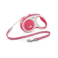 Flexi Nieuw Comfort Cord Grijs & Rood Kleine 8m intrekbare hondenriem/riem voor honden tot 12kgs/26lbs - thumbnail