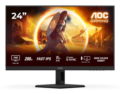 AOC Gaming 24G4HRE - 24 inch Full HD-monitor, 200 Hz, 1 ms, S-Sync, HDR10 (1920 x 1080, 2 x HDMI 2.0, DisplayPort 1.4) zwart-rood