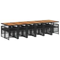 13-delige Tuinset met kussens poly rattan zwart - thumbnail