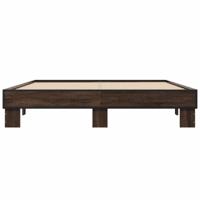 Bedframe bewerkt hout metaal bruin eikenkleur 150x200 cm - thumbnail