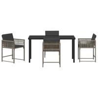 5-delige Tuinset met Kussens Grijs Poly Rattan - thumbnail