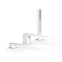 Badrandkraan Tres Slim Exclusive met Handdoucheset Rechte Uitloop 18 cm Mat Wit - thumbnail