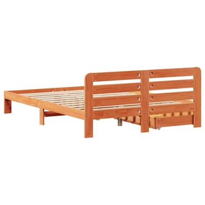 Bedframe zonder matras massief grenenhout wasbruin 135x190 cm