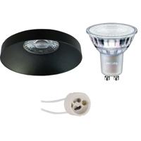 LED Spot Set - Pragmi Vrito Pro - GU10 Fitting - Inbouw Rond - Mat Zwart - Ø82mm - Philips - MASTER 927 36D VLE - 4.9W - Warm Wit 2200K-2700K - DimTone Dimbaar - thumbnail