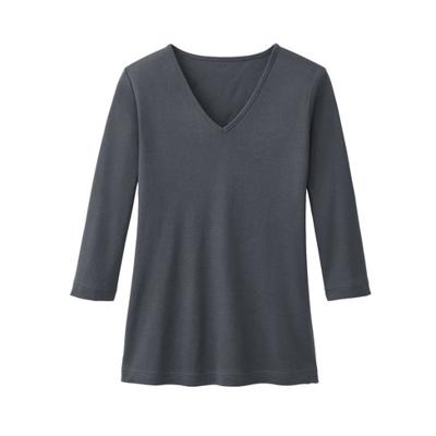 Enna biokatoenen shirt met V-hals en 3/4 mouwen, papaja 40/42