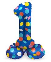 Folat BV Staande folieballon colorful dots cijfer 1 - 72cm - thumbnail