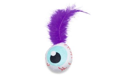 Beeztees Halloween Oog met Veer kattenspeelgoed