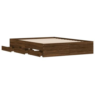 Bedframe met lades bewerkt hout bruin eikenkleur 140x200 cm