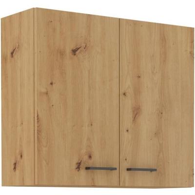 Hoge kast - MODENA - 80 cm - Ambachtelijk eiken en mat zwart - CUISINIER