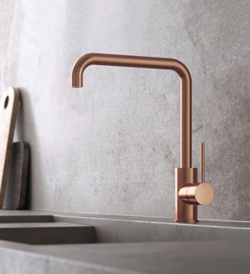 Keukenkraan Hotbath Cobber Mengkraan Geborsteld Koper 1 Greeps met Draaibare Uitloop