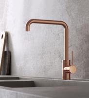 Keukenkraan Hotbath Cobber Mengkraan Geborsteld Koper 1 Greeps met Draaibare Uitloop - thumbnail