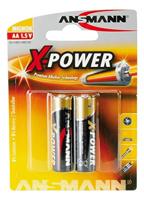 Ansmann X-Power Alkaline batterij Mignon AA LR6 Longlife alkalinebatterij voor extreem hoge stroombehoefte (2-pack), zwart, 2 stuks - thumbnail