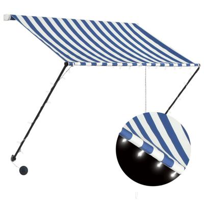 vidaXL Luifel uittrekbaar met LED 200x150 cm blauw en wit