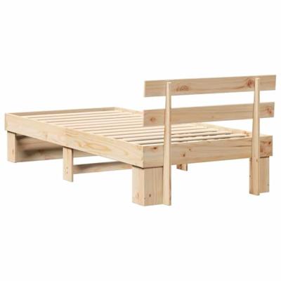 Bedframe met hoofdeinde Bruin 75 x 190 cm Massief grenenhout