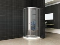 Eco kwartronde cabine met twee schuifdeuren 800 x 800 x 1900 x 5 mm helder glas/chroom - thumbnail