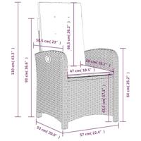 Tuinstoelen 2 st verstelbaar met kussens poly rattan zwart - thumbnail