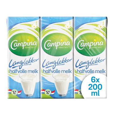 Campina halfvolle melk, 0,2 liter, pak van 6 stuks Campina halfvolle melk, 0,2 liter, pak van 6 stuks